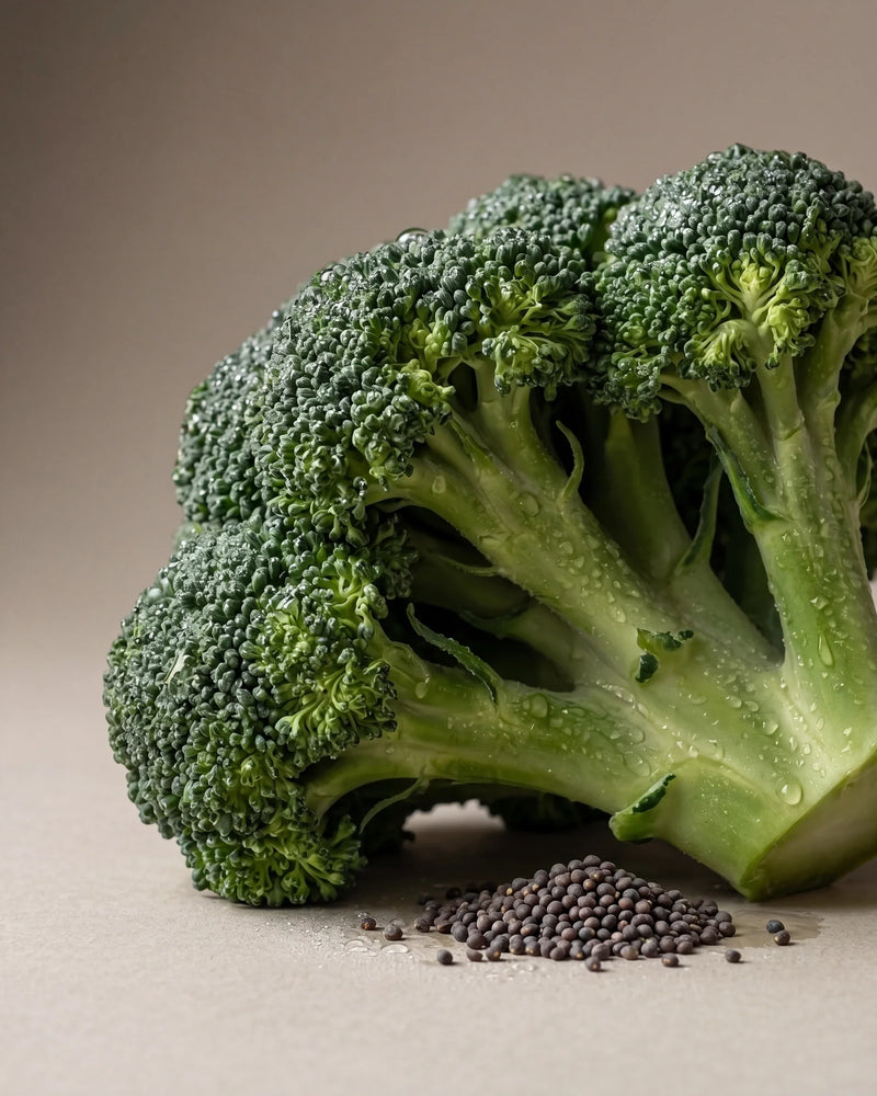 Delune Virgin Broccoli Seed Oil botanical still life